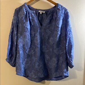Chico's Blue Relaxed Floral Textured Blouse